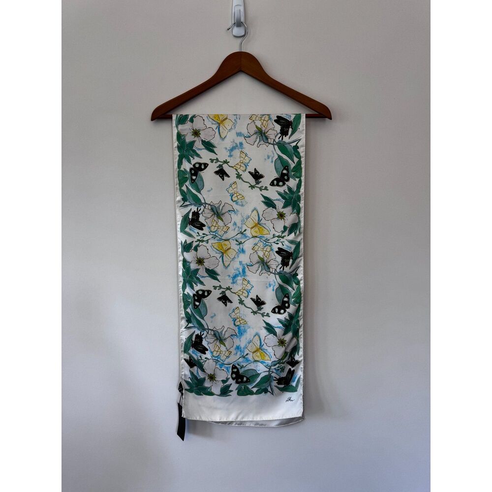 Ermenegildo Zegna for Patek Philippe Y2K Ivory and Green Floral Silk Scarf